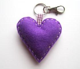 Purple Love Heart Keyring Charm