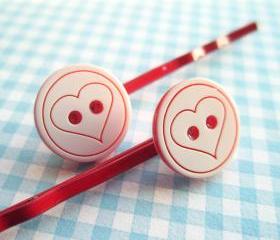 Love Heart Button Hair Clips
