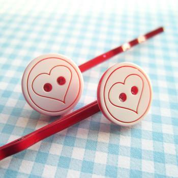 Love Heart Button Hair Clips